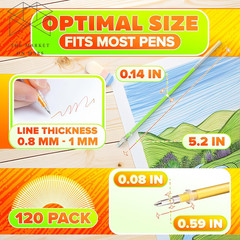 120 Pcs Glitter Gel Pen Refills for Adult Coloring – Colored Gel Pens Refills