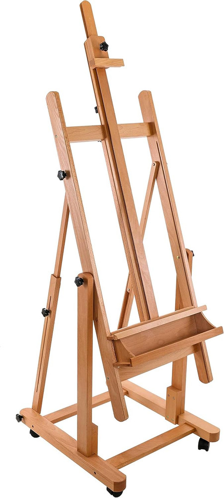 Heavy Duty Extra Large Adjustable Wood H-Frame Easel – Sturdy Wooden Stand, Lock