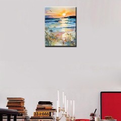Sunset Beach Sea Landscape Paint by Numbers Kits 16×20 inch Canvas DIY Oil Pa…
