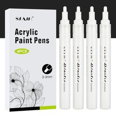Paint Markers Pens – 4 Pack 2-3MM Medium Tip Acrylic out Markers for White