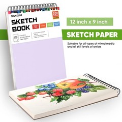 Soucolor 9×12 Sketch Book 2-Pack, 100 9″ x 12″ (Pack of 2), Blue&Purple