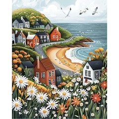 Small Town Paint by Numbers Kit for Adults DIY Canvas Art 16×20 Inch