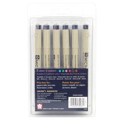 Sakura Pigma Micron 05 0.45mm Assorted 6-Color Set Made in Japan NOS Sealed