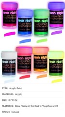 Glow in the Dark Acrylic Paint Set, 8 Pack, 0.7 Fl Oz Each, 8 Colors