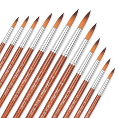 Brushes, Round Pointed Tip Paint Brushes Set, 12 Pcs Different Sizes Paint Br…