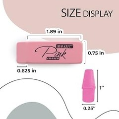 BAZIC Eraser Sets Eraser, Pink (2233) | latex-and PVC-free, pink block erasers