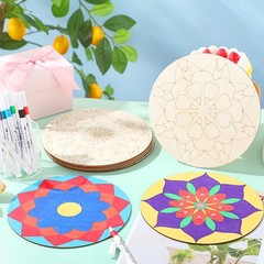 22 Pcs Wooden Mandala Painting Set – 10 Unfinished Wood Cutouts & 12 Markers for