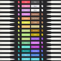 Metallic Marker Pens, 30 Colors Fine Tip Metallic Markers, Paint Pens for Bla…