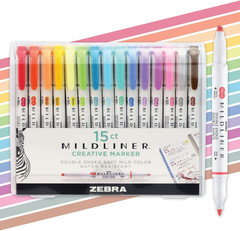 Mildliner Dual-Tip Highlighter Marker Set, Broad and Fine Point Tips, No Bleed,