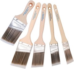 Professional 5-Pk Angle Paint Brushes – 1-2.5 Inch for Interior & Exterior Use