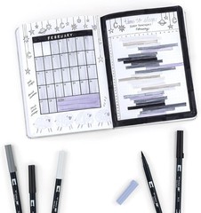 56171 Dual Brush Pen Art Markers, Grayscale, 10-Pack. Blendable, Brush and Fi…