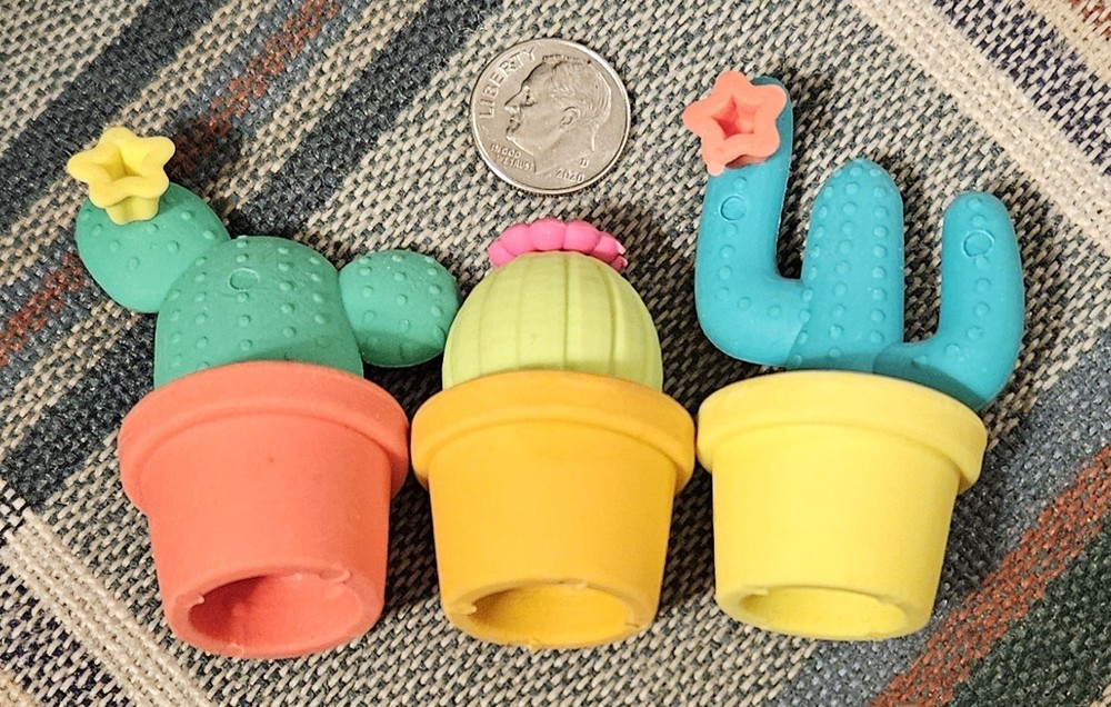 NEW 3 Prickly Pals Cactus Erasers