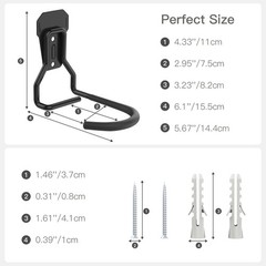 Housolution Bike Wall Mount with Fixed Hook, [2 Pack] Heavy Duty 2 Pcs, Black