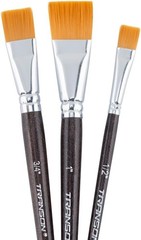 Transon Flat Paint Brush Set 3pcs Acrylic Watercolor Gouache Oil Painting