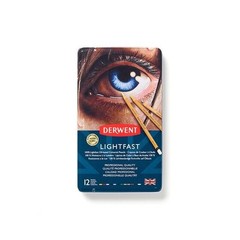 DERWENT (12 COUNT) Lightfast Oil-Based Pencils in Metal Tin Case 2302719