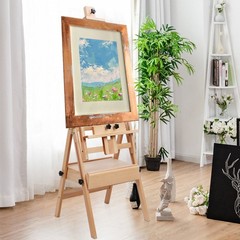 H Frame Artist Easel Beech Wood Adjustable Height Angle with Storage Drawer
