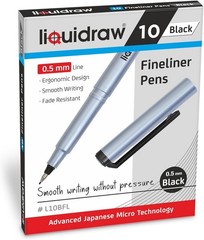 10-Pack Fine 0.5 mm Black Pens – Perfect for Sketching & Handwriting