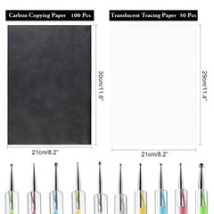 ASTARON 150 Sheets Black Carbon Copy Paper and Tracing Paper with 5 Pcs Embos…