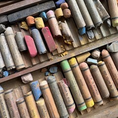 Vintage 1950s Devoe Permanent Soft Pastels Set Dovetailed Wood Box Art Supplies
