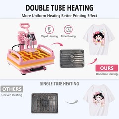 Heat Press Machine 12 X15 5 in 1 Tumbler T Shirt Pink Hitgrand 12×15 inch Combo