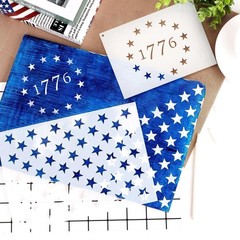 12 PCS Plastic American Flag Stencil Template, 6 Sizes 13 Stars 1776 Template…