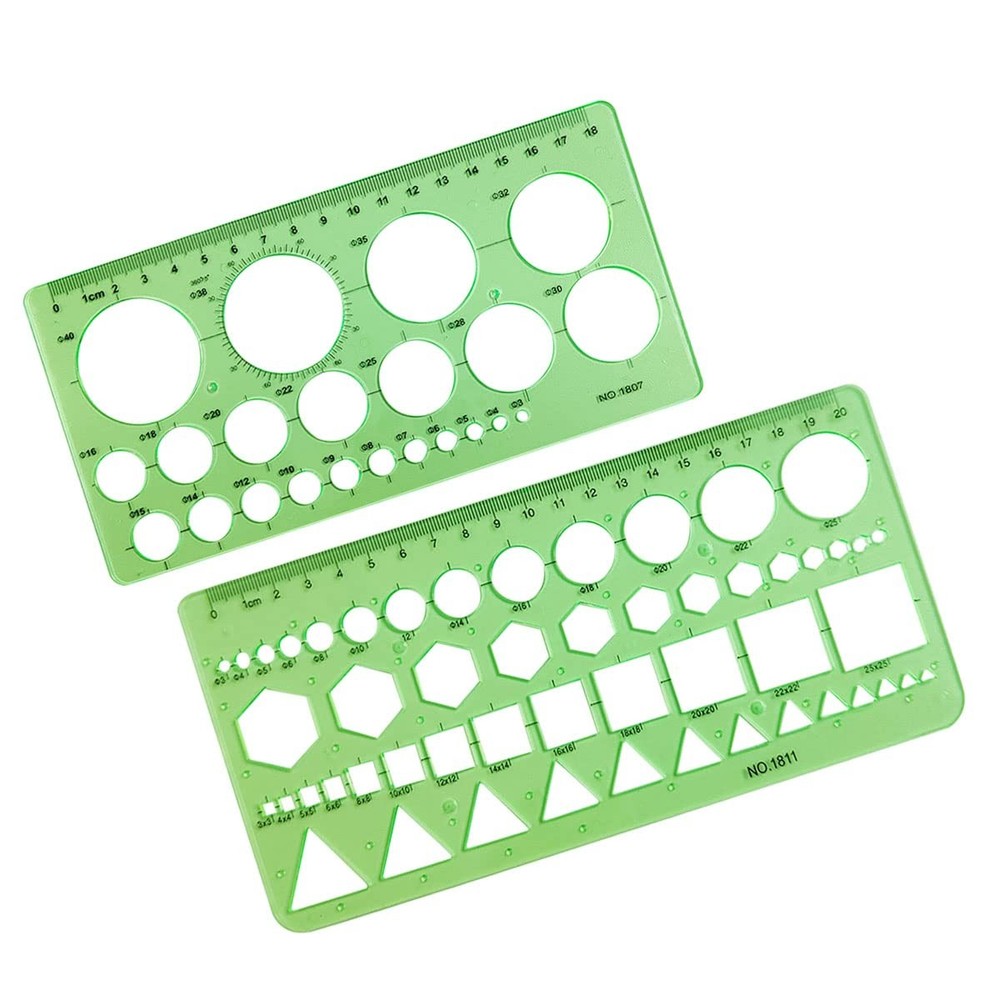 Circle Templates Geometric Drawings Drafting Stencils Measuring Tools Green