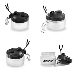 19 Piece Airbrush Cleaning Kit, Glass Airbrush Cleaning Pot with Holder, 5 Cl…