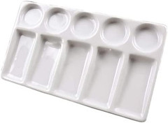 Watercolor Palette Tray 10 Wells White Rectangle Ceramic Artist Paint Palette Po