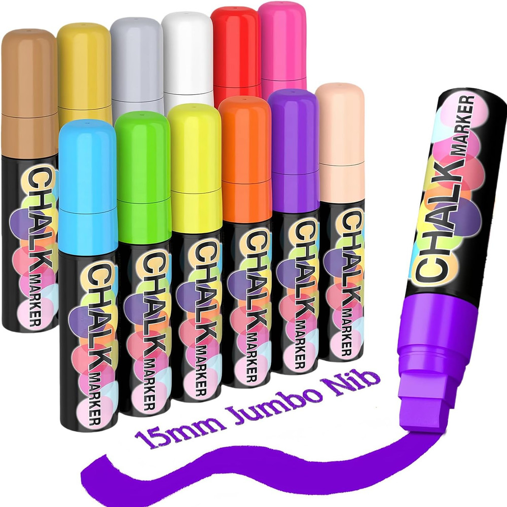 Window Markers for Cars Washable 15mm Jumbo Liquid Chalk Pens for Art Wedding S