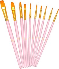 Versatile 10-Piece Nylon Artist Brush Set for Acrylic, Oil & Watercolor Painting