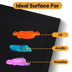 CONDA Black Canvas Board for Painting, 12 Pack Multi Size 11×14, 9×12, 8×10,