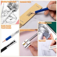 Drawdart Art Supplies Drawing Pencils Set 76 Pack Pro Sketching Kit with Ske…