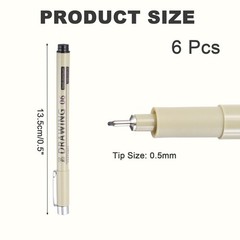 6Pcs 0.5mm Fineliner Ink Pens