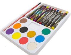 48 Pack of Water Color and Crayon Art Sets (w/ brush & pallet)