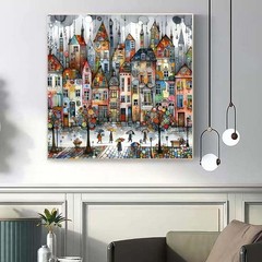 5D Castle House Diamond Art Kits for Adults,Colorful Umbrella Full Round Drill D
