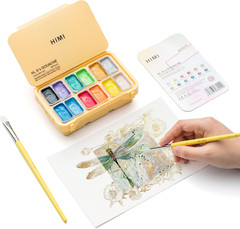 Metallic Jelly Gouache Paint Set, 12 Colors 12G, Jelly Cup Design, Travel Carry,