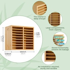 Bamboo Marker Organizer, Wooden Desktop Storage Hold 126 Markers, Pens, Penci…