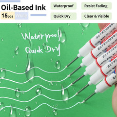 15 Pcs Long Nib Marker, 20 Mm Long Head Deep Hole Marker Pens, Fine Nose Tip Dee