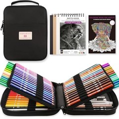 80 Colored Pencils Set – 72 Vibrant Colors, Soft Core Drawing Supplies for Adult