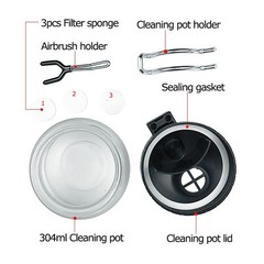 Airbrush Cleaning Pot with Holder Weighted Glass Jar Waste Collector & Stabi…