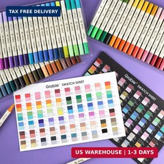 Grabie 120 Colors Acrylic Paint Markers, 60 Pack Dual Tip Soft Brush Acrylic Mar