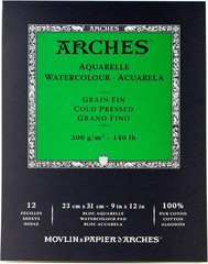 Arches Watercolor Paper Pad, 140 pound, Cold Press, 9″x12″ 9×12, Multicolor