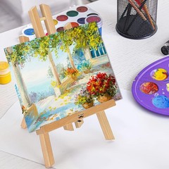 11 Inch Small Wooden Tabletop Easel for Painting, A-Frame Display Stand