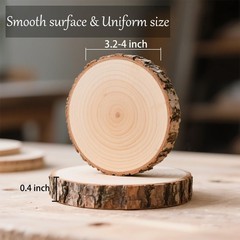 Unfinished Natural Wooden Slices 80 Pcs 3.2-4 Inch Wood Circles for Crafts DI…