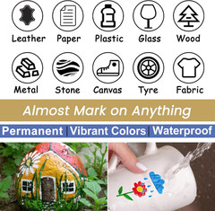 Overseas Yellow Paint Pens Paint Markers – Permanent Acrylic Markers 12 Pack, Wa
