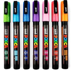 💥NIB💥 Uni POSCA PC-3ML Water-Based Paint Markers 8-Color Set [GLITTER COLORS]