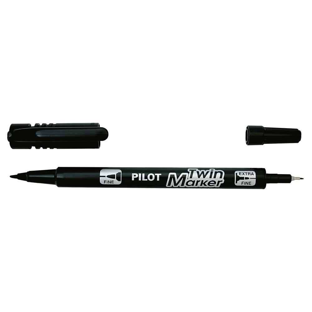 Pilot Super Colour Twin Tip Marker Permanent Black Ink Fine/Extra Fine Tip