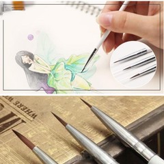 Weasel Hair Brush Pen Fine Detail Nail Art Stroke Watercolor Paint Oil Set