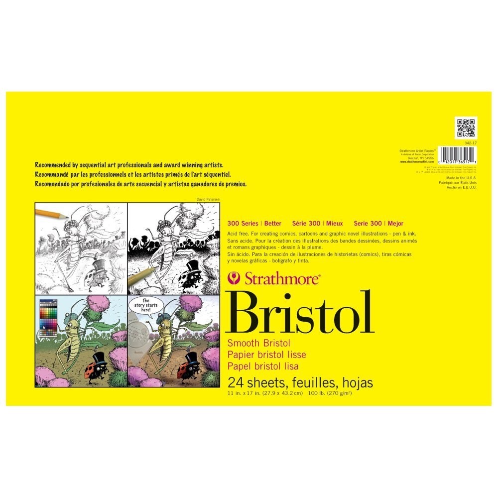 Bristol Paper Pad 11×17″, Smooth, 24 Sheets for Markers and Ink Drawing