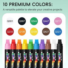 Arrtx Jumbo Poster Markers, 15mm Jumbo Felt Tip 10 Colors, Acrylic Paint Markers